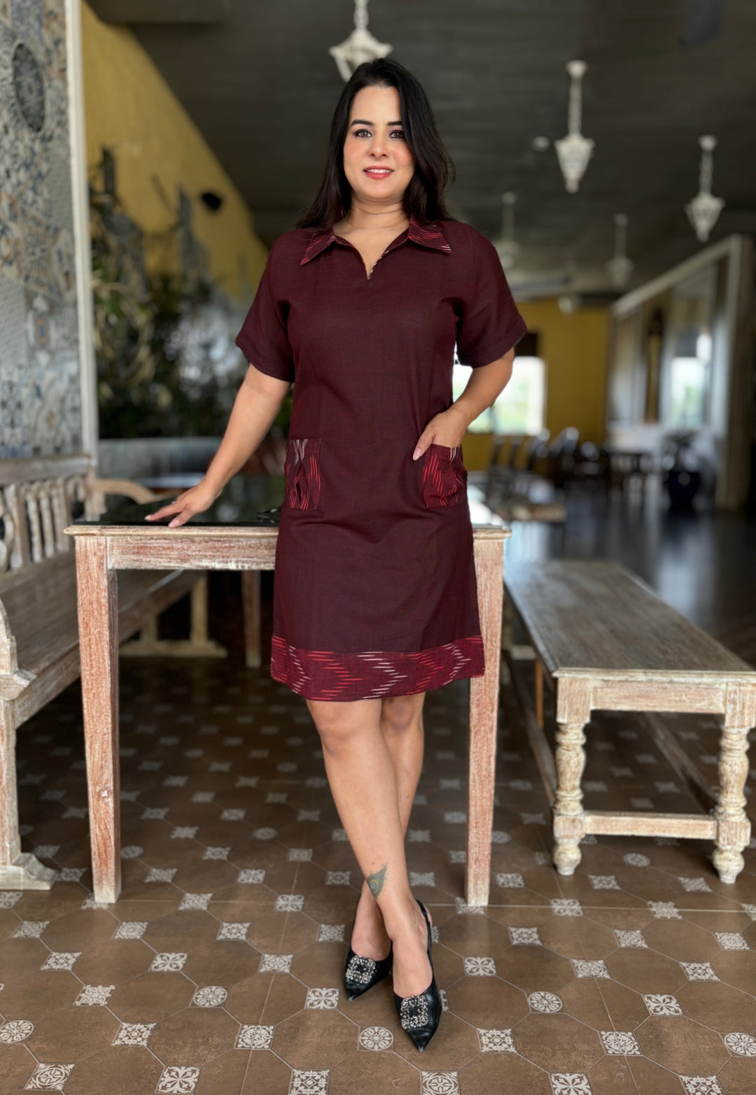 Soild Maroon Cotton Dress Neelsonline Soild Maroon Cotton Dress Neelsonline