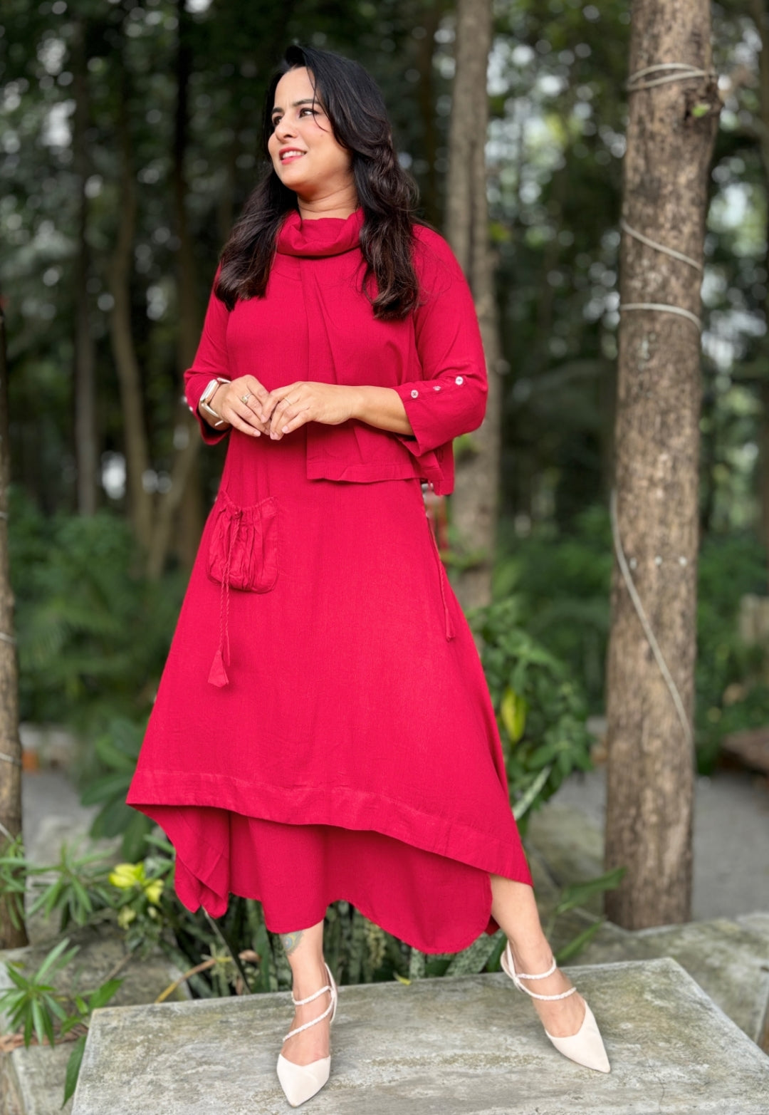 Maroon Double Layered Dress – Neelsonline