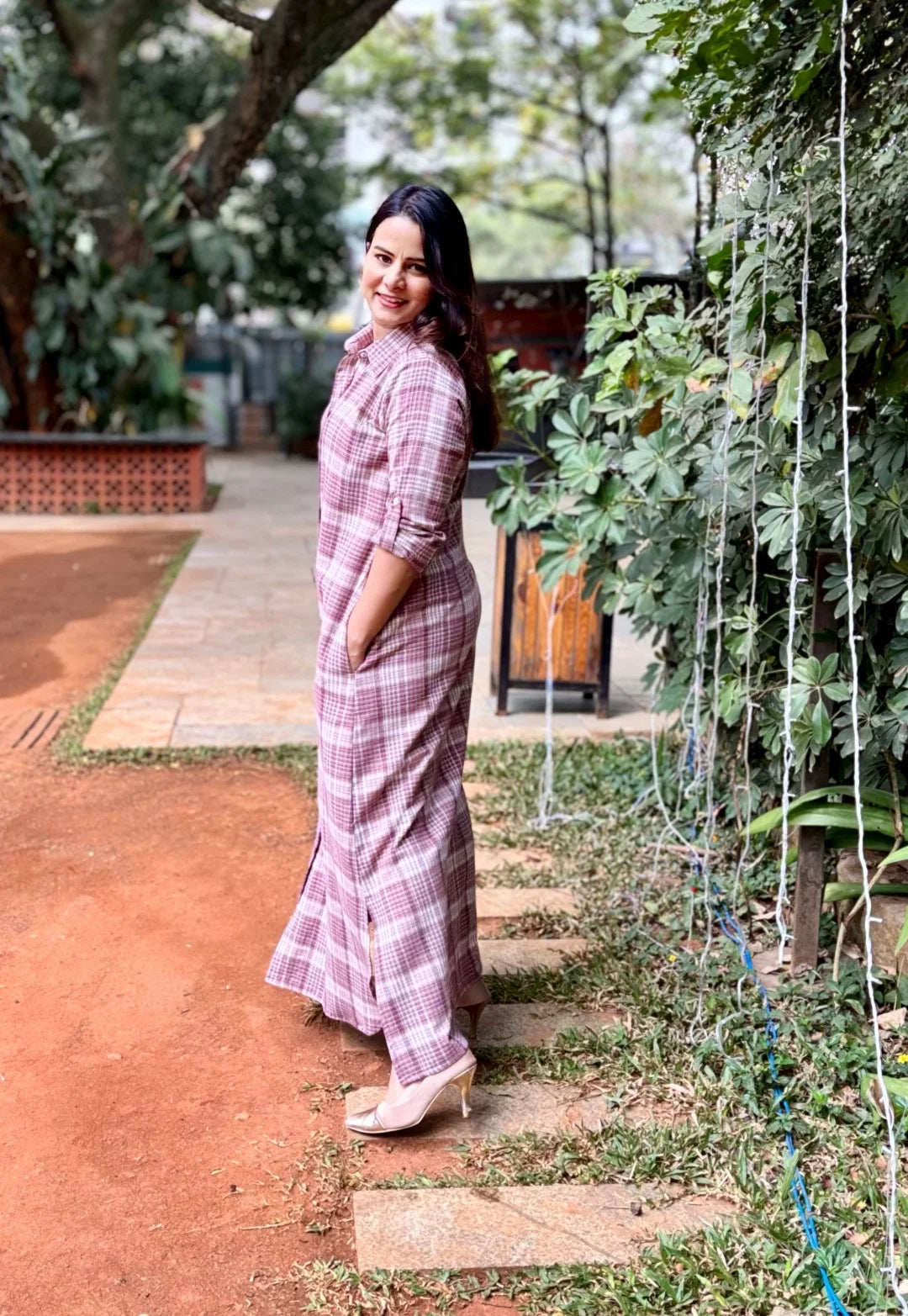 Wine Checkered Woolen Dress – Neelsonline Wine Checkered Woolen Dress – Neelsonline