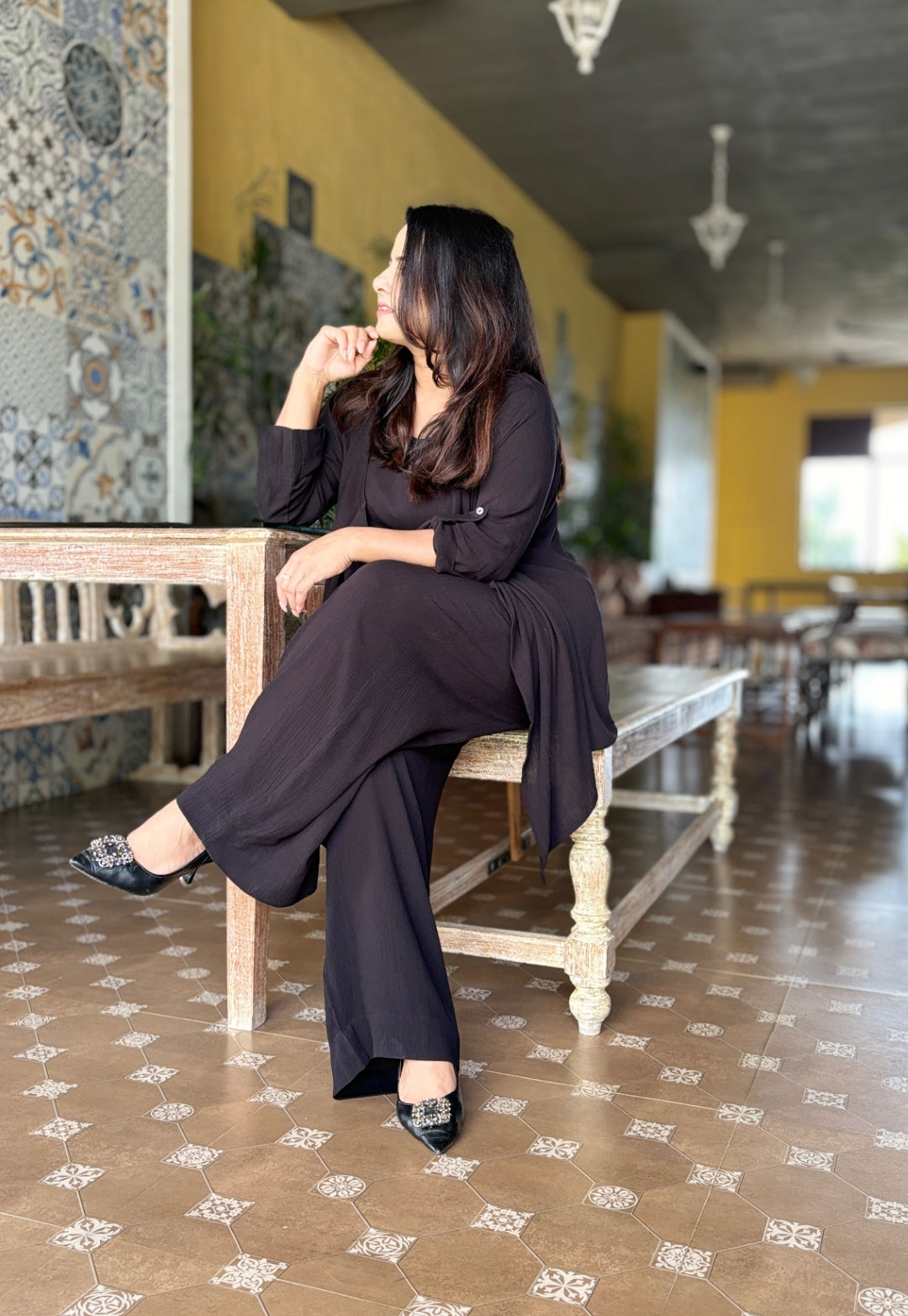 Black 3-Piece Co-ord Set with Shrug | Plus Size Co-ord Set – Neels