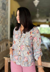 Printed Digital Grey Top